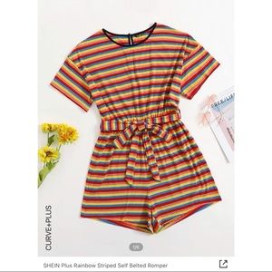 Rainbow striped romper